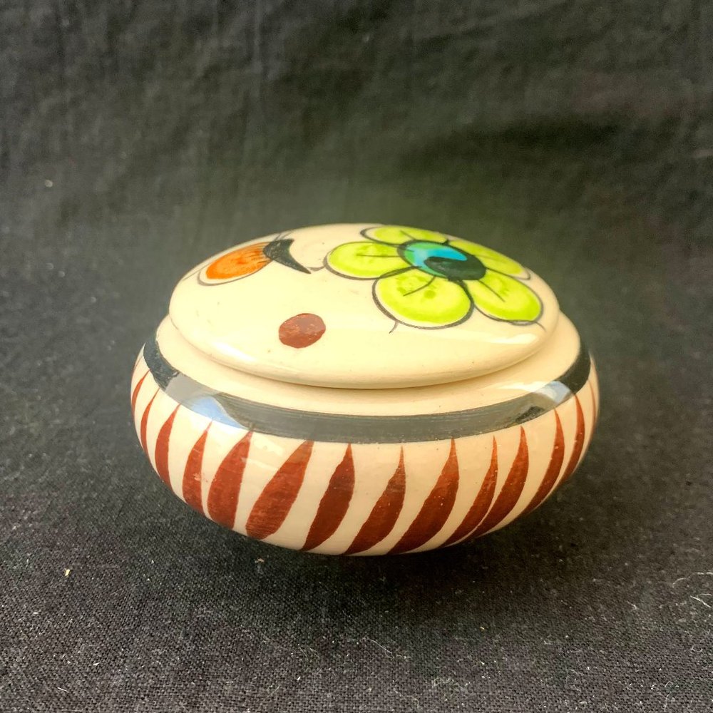 Small Hand Painted Flowers Butterflies Trinket Box